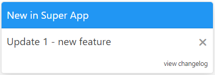 Screenshot: changelog widget, in-app